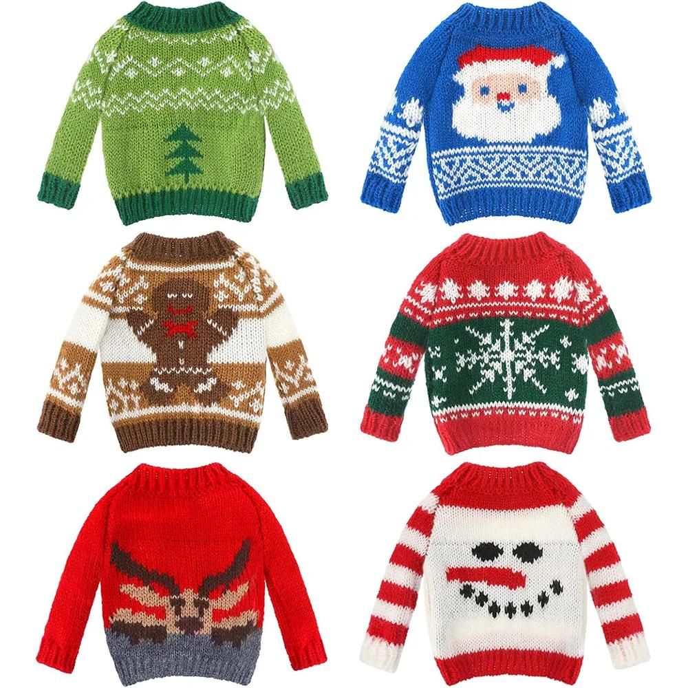크리스마스 인형 옷, 크리스마스 엘프 액세서리, 엘프 인형 스웨터 세트, 겨울 크리스마스 인형 의상, 크리스마스 트리 눈송이, 6 개